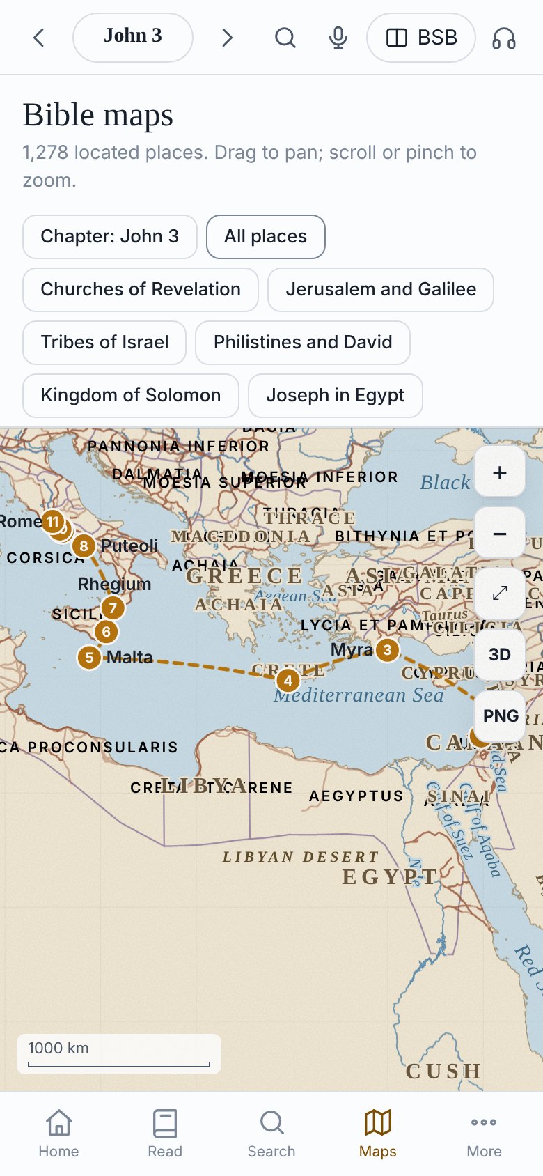 Map of Paul's journey to Rome