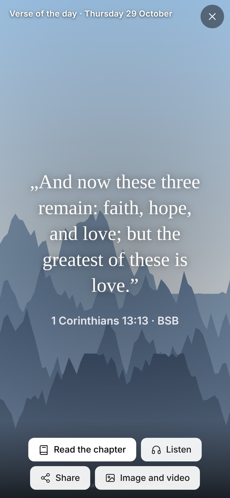 Verse of the day card filling the phone screen
