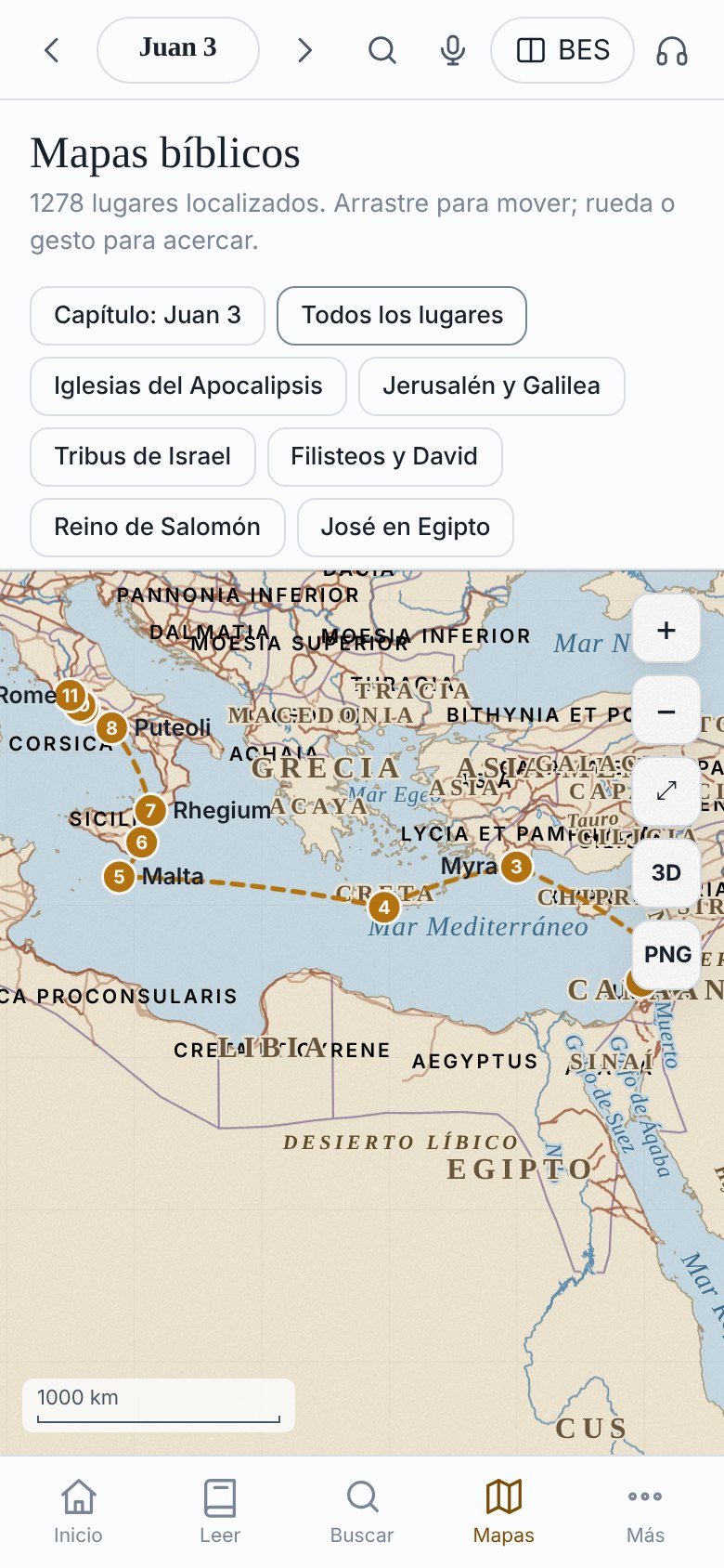 Mapa del viaje de Pablo a Roma